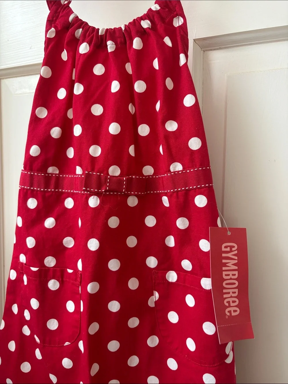 Gymboree Red and White Polka Dot Halter Dress with Ruffle Hem